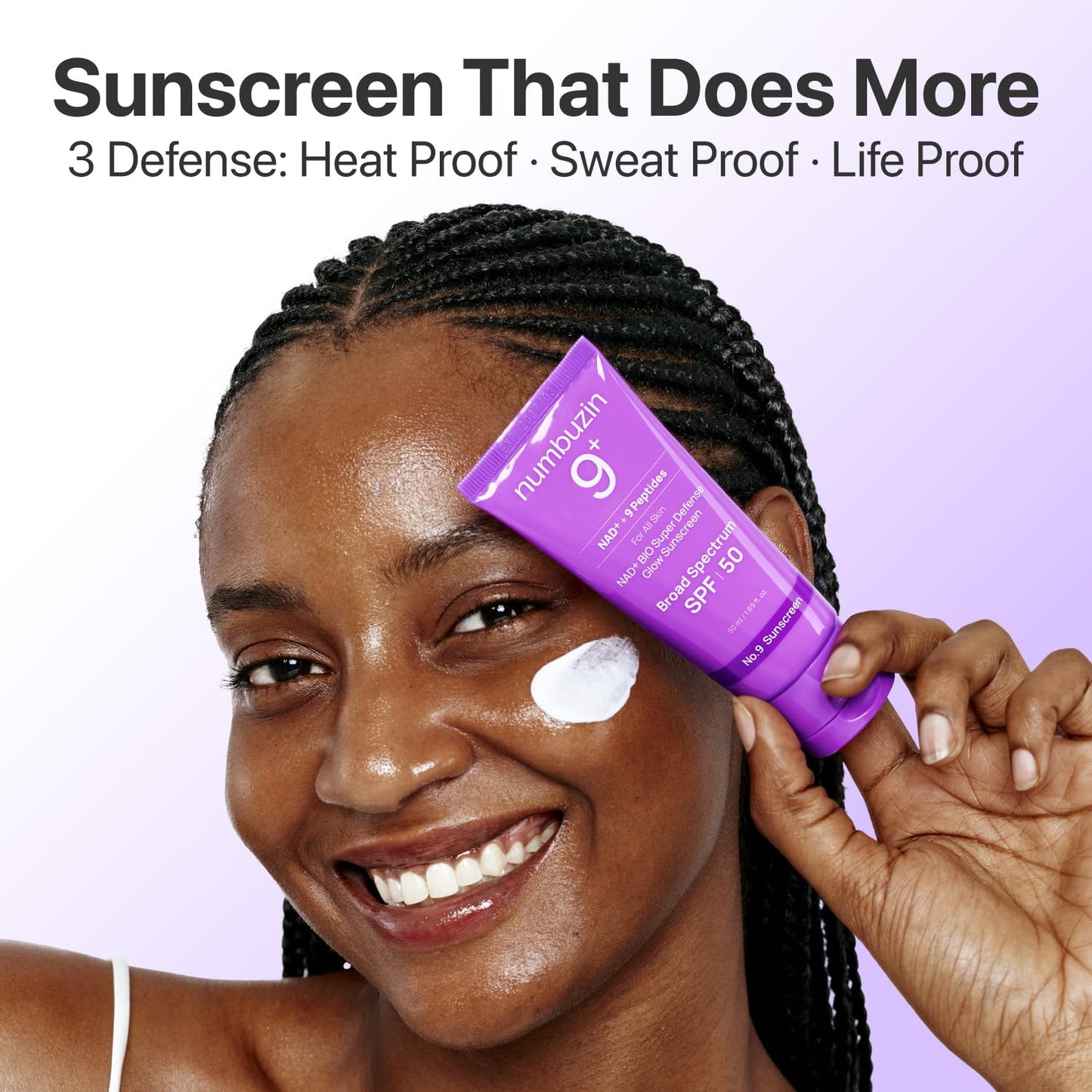 numbuzin No.9 Sunscreen | Super Defense Glow Sunscreen | Broad Spectrum SPF 50 | For All Skin Types & Skin Tones | Glowing, Dewy Finish, Water-Resistant | No White Cast, Korean Skincare | 1.69 fl.oz.