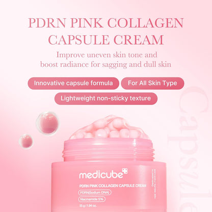 medicube Capsule Cream with Salmon DNA PDRN Pink Collagen | Lightweight Moisturizing Cream with PDRN, Niacinamide for Uneven Skin Tone and Texture, Glow hydration