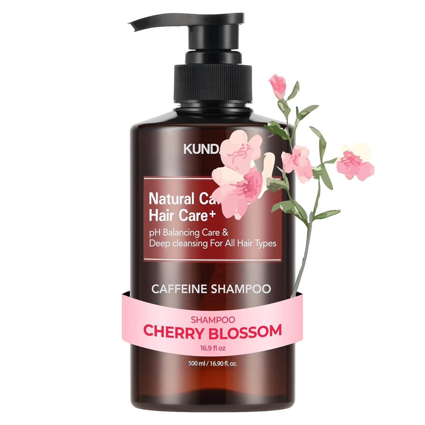 KUNDAL CAFFEINE SHAMPOO 500ML(WHITE MUSK /CHERRY BLOSSOM)