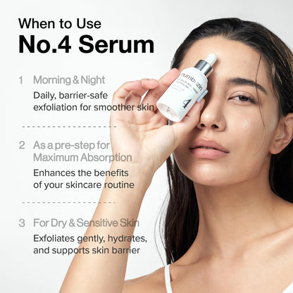 numbuzin No.4 Ceramide AHA PHA Glazed Skin Prep Serum, Gentle Exfoliating Serum with Glycolic Acid & PHA for Smooth Texture & Glass Skin Glow, 1.01 fl oz