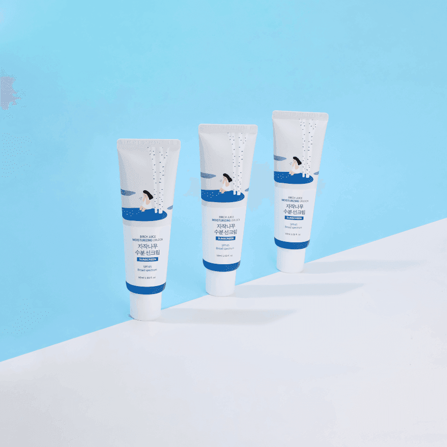 Round Lab Birch Moisturizing Sunscreen UV Lock SPF 45+ Broad Spectrum 1.69 fl.oz (50ml) / Lightweight Glow Sunscreen, Cooling Relief