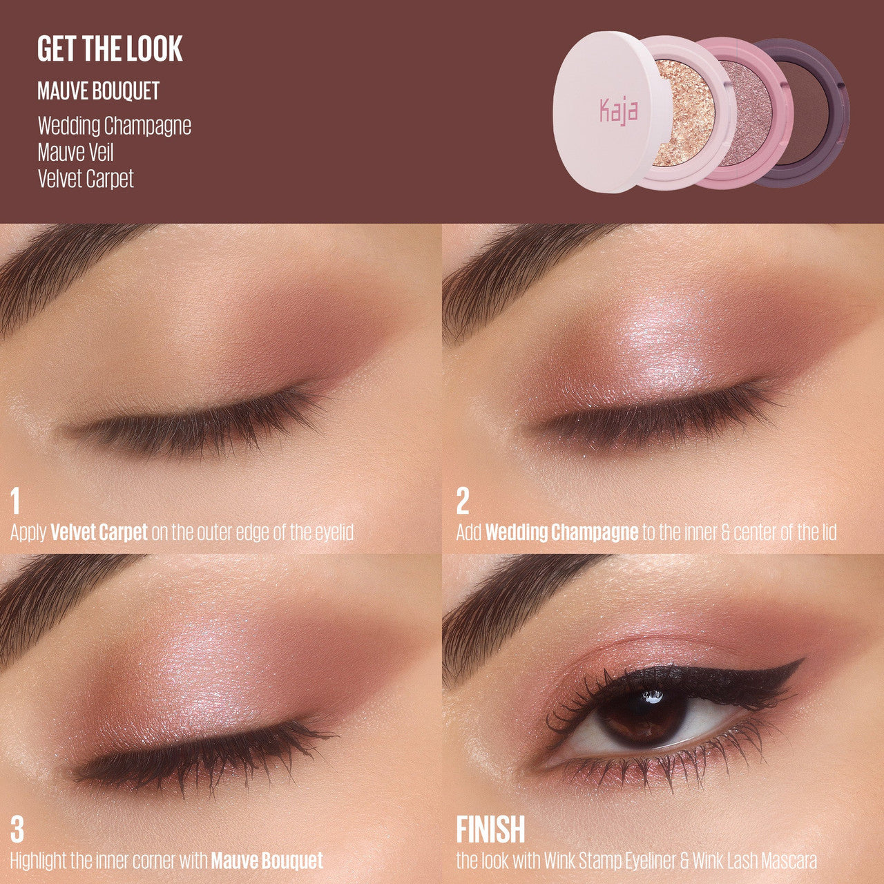 Kaja Beauty Bento Collection - 3 x 0.03oz. (0.9g) / Viral Bouncy Shimmer & High-Pigment Eyeshadow Trio