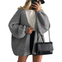 PrettyGarden Women's Oversized Cardigan Sweater Fall Long Lantern Sleeve Knit Open Front Lightweight Sweater Knitwear Tops