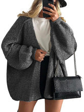 PrettyGarden Women's Oversized Cardigan Sweater Fall Long Lantern Sleeve Knit Open Front Lightweight Sweater Knitwear Tops