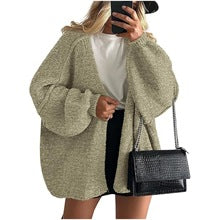 PrettyGarden Women's Oversized Cardigan Sweater Fall Long Lantern Sleeve Knit Open Front Lightweight Sweater Knitwear Tops