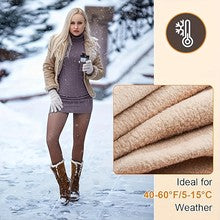 Tournesol Fleece Lined Tights One-Lined Seams both front and back! Womenswear Size XS - 4XL Thermal Winter Basic Tights Leggings Thick Semi-Transparent Casual Underwear Pantyhose Closed Foot Available in Light Mid Deep Skin Tone 001