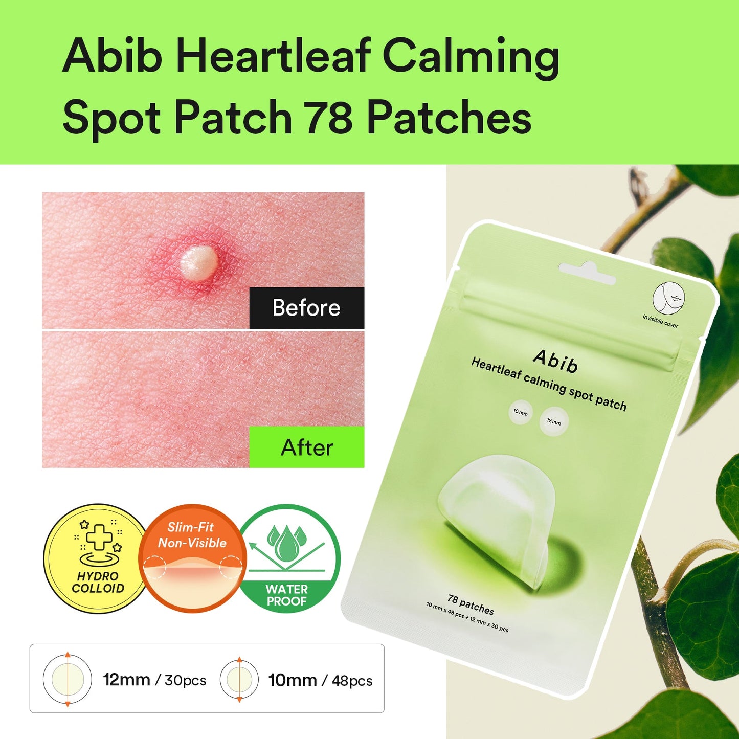 Abib HEARTLEAF CALMING SPOT PATCH 78pcs