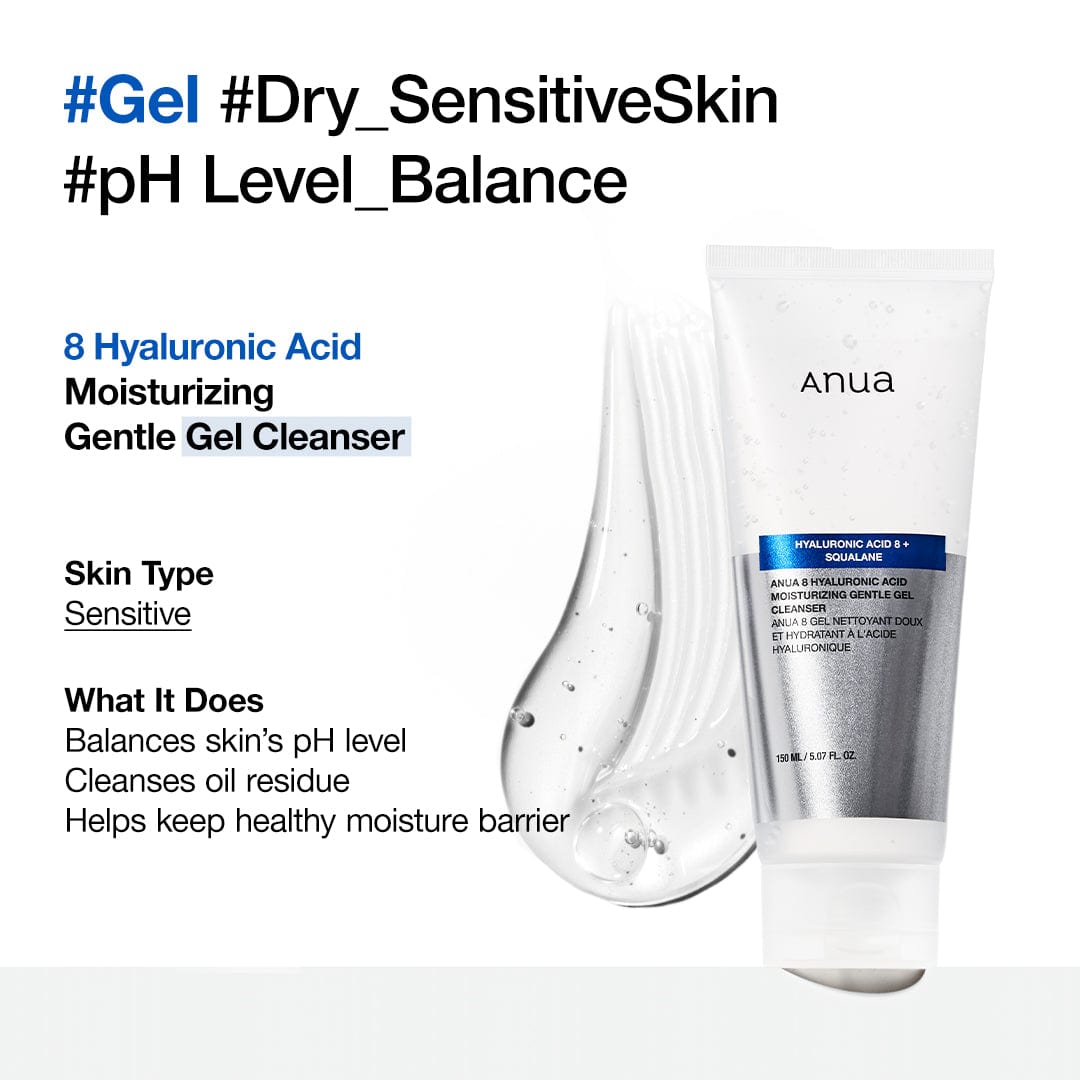 ANUA 8 HYALURONIC ACID MOISTURIZING GENTLE GEL CLEANSER 150ml