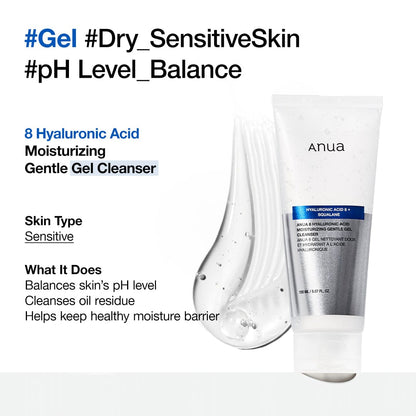 ANUA 8 HYALURONIC ACID MOISTURIZING GENTLE GEL CLEANSER 150ml
