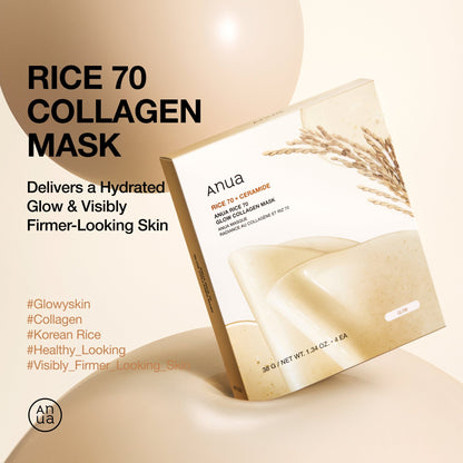 ANUA RICE 70 GLOW COLLAGEN MASK 4ea