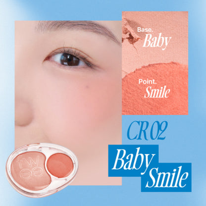 fwee Mellow Dual Blusher (12 Colors) สนุกกับการแต่งแต้มสีสันได้หลากหลายยิ่งขึ้นด้วย fwee Mellow Dual Blusher ที่มาพร้อม 2 เฉดสีในตลับเดียว ทั้งสีเบสที่เข้ากับคุณอย่างลงตัว และสีพอยท์ที่ช่วยเพิ่มความโดดเด่นไม่เหมือนใคร_멜로우 듀얼 블러셔
