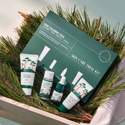 Round Lab Pine Calming Cica Trial Kit (Cleanser 30ml + Toner 20ml + Ampoule 10ml + Cream 20ml)