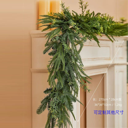 6 FT 2 Pcs Artificial Cedar Garlands, Real Touch Winter Cedar Garland, Green Artificial Greenery Pine Garland for Table, Mantle, Wall, Indoor, Outdoor Christmas Decorations (2, 6 FT)