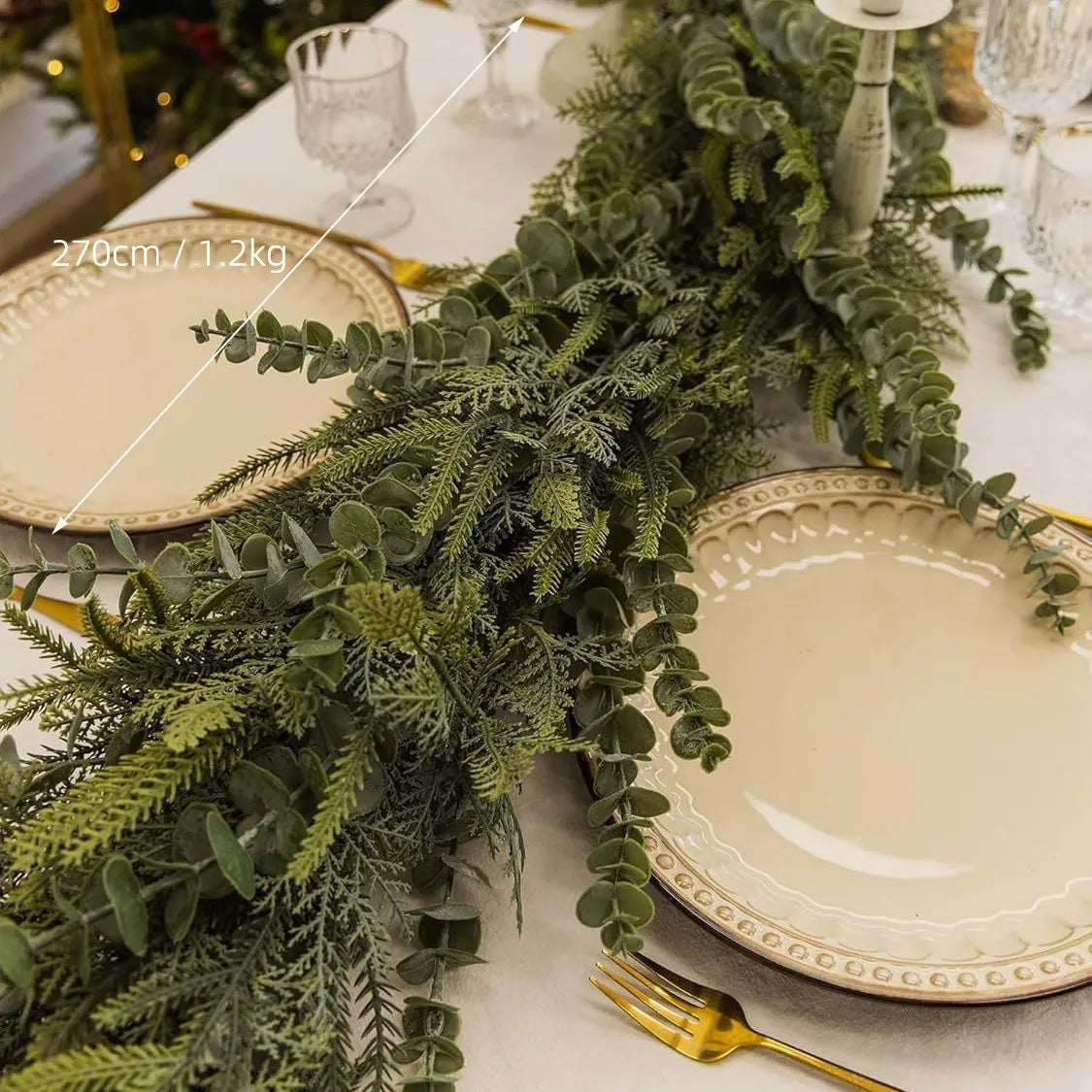 6 FT 2 Pcs Artificial Cedar Garlands, Real Touch Winter Cedar Garland, Green Artificial Greenery Pine Garland for Table, Mantle, Wall, Indoor, Outdoor Christmas Decorations (2, 6 FT)