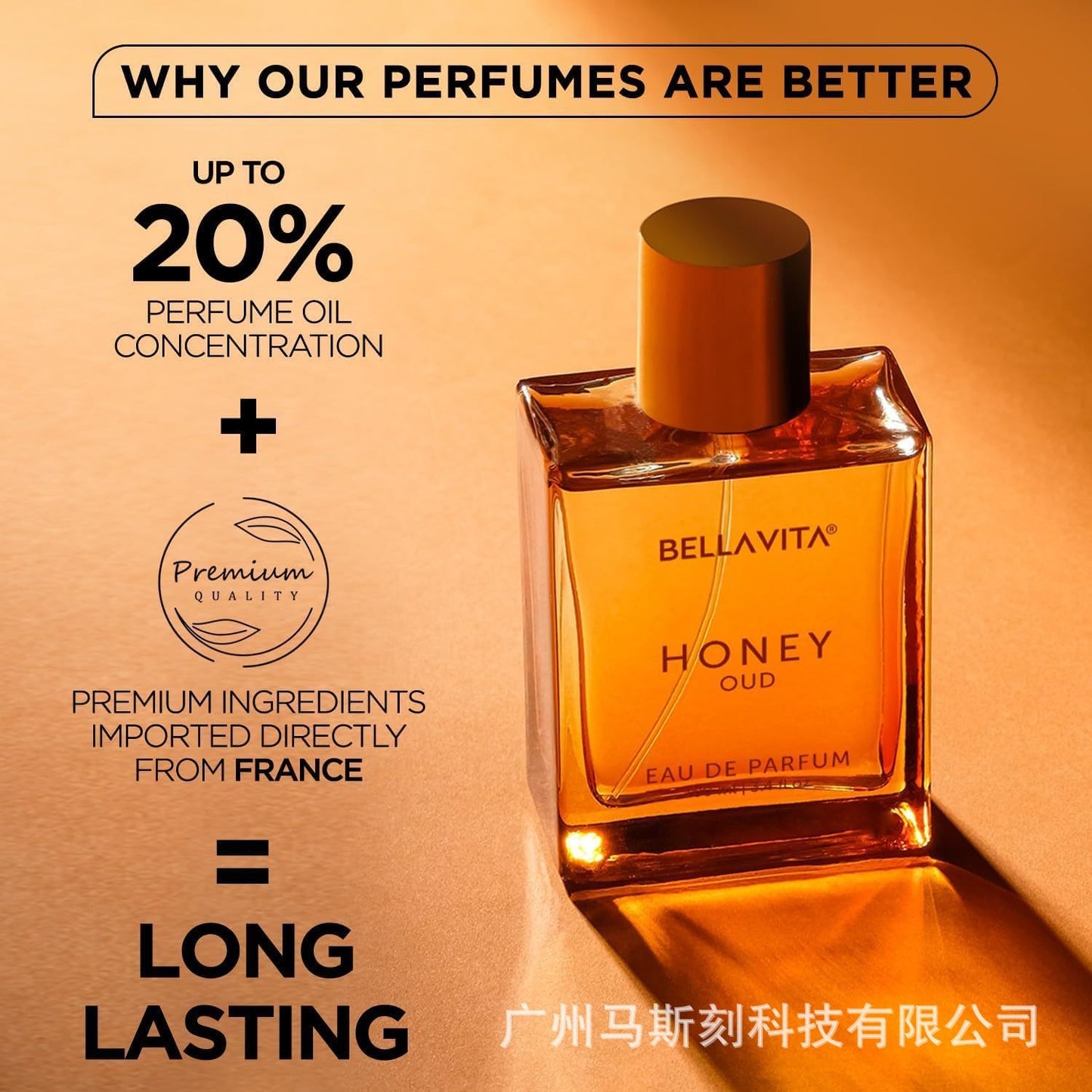 Bella Vita Luxury's Honey Oud | Eau de Parfum 100ml (3.4 fl.oz.) | Patchouli, Vanilla, Bergamot | Floral & Spicy | Made with Clean & Vegan Essentials Oils | Cruelty Free Fragrance Perfume