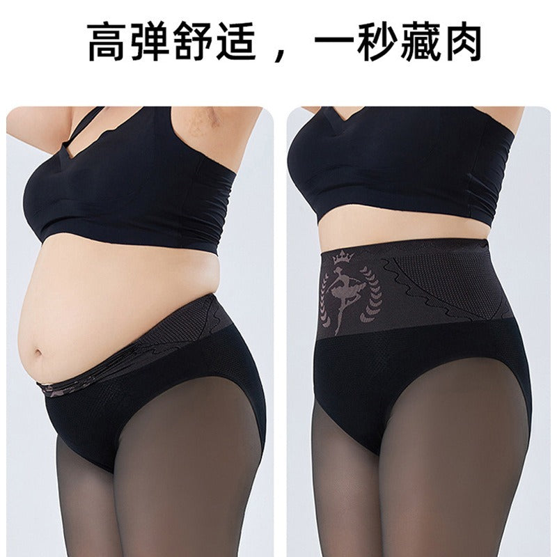 Plus-size black sheer leggings, women's see-through, flesh-toned, high-waisted, fleece-lined, plus-size leggings.