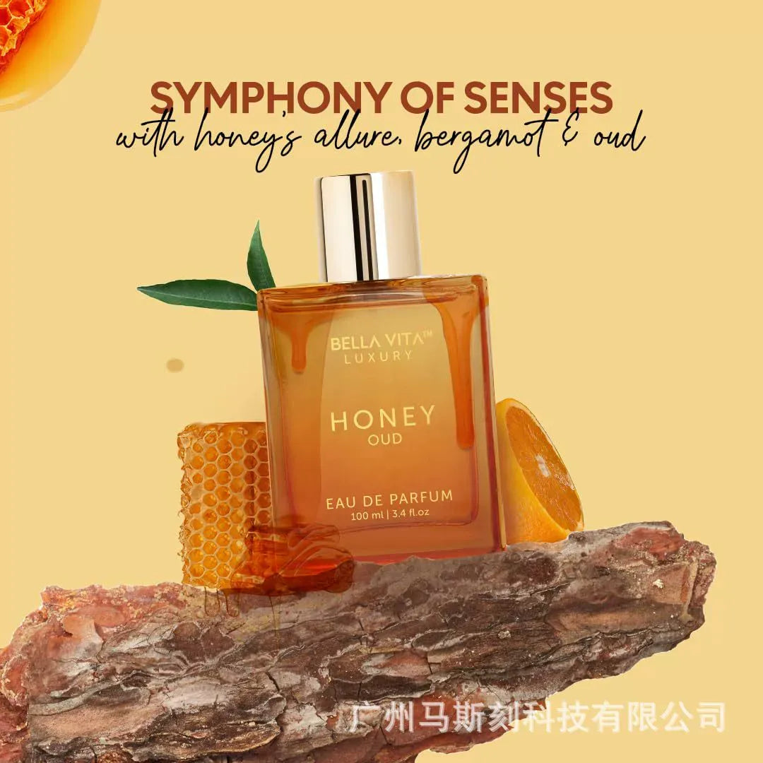 Bella Vita Luxury's Honey Oud | Eau de Parfum 100ml (3.4 fl.oz.) | Patchouli, Vanilla, Bergamot | Floral & Spicy | Made with Clean & Vegan Essentials Oils | Cruelty Free Fragrance Perfume