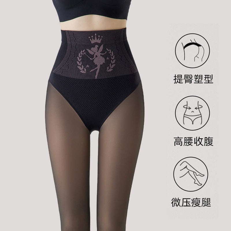 Plus-size black sheer leggings, women's see-through, flesh-toned, high-waisted, fleece-lined, plus-size leggings.