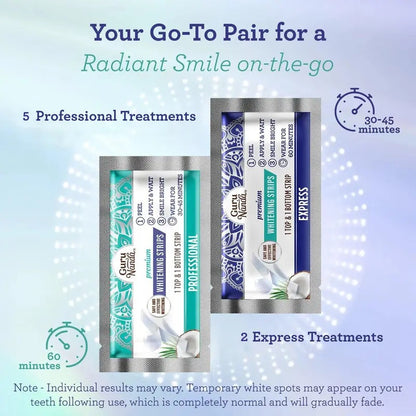 GuruNanda Whitening Strips, 7-day treatment (7 Packets - 2 Strips per pack)- Enamel-Safe Strips for Sensitive Teeth - Non-Slip, Dry Strip Technology