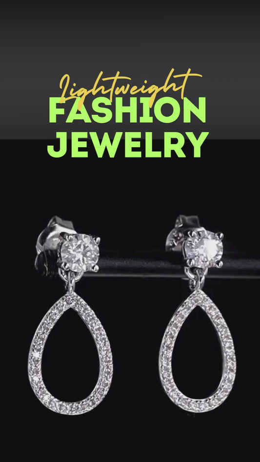 S925 Sterling Silver Moissanite Drop Earrings for Women, Elegant Pear-Shaped Water Drop Design, Lightweight Luxury Fashion Jewelry