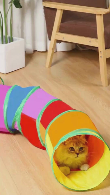 Rainbow Cat Tunnel Toy – Interactive Pet Playground, Colorful Crawl Tunnel, Fun Rolling Track for Cats
